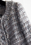 CHANEL 13B Gray Brown Chain Trimming Tweed Dress Coat 34 36 シャネル グレー ブラウン チェーン トリミング ワンピース コート 即発