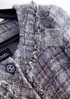 CHANEL 13B Gray Brown Chain Trimming Tweed Dress Coat 34 36 シャネル グレー ブラウン チェーン トリミング ワンピース コート 即発