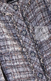 CHANEL 13B Gray Brown Chain Trimming Tweed Dress Coat 34 36 シャネル グレー ブラウン チェーン トリミング ワンピース コート 即発