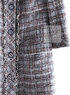 CHANEL 13B Gray Brown Chain Trimming Tweed Dress Coat 34 36 シャネル グレー ブラウン チェーン トリミング ワンピース コート 即発