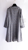 CHANEL 13B Gray Brown Chain Trimming Tweed Dress Coat 34 36 シャネル グレー ブラウン チェーン トリミング ワンピース コート 即発
