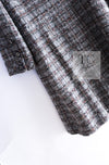 CHANEL 13B Gray Brown Chain Trimming Tweed Dress Coat 34 36 シャネル グレー ブラウン チェーン トリミング ワンピース コート 即発