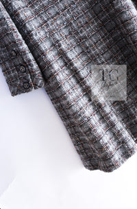 CHANEL 13B Gray Brown Chain Trimming Tweed Dress Coat 34 36 シャネル グレー ブラウン チェーン トリミング ワンピース コート 即発