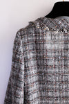 CHANEL 13B Gray Brown Chain Trimming Tweed Dress Coat 34 36 シャネル グレー ブラウン チェーン トリミング ワンピース コート 即発