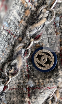 CHANEL 13B Gray Brown Chain Trimming Tweed Dress Coat 34 36 シャネル グレー ブラウン チェーン トリミング ワンピース コート 即発