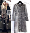 CHANEL 13B Gray Brown Chain Trimming Tweed Dress Coat 34 36 シャネル グレー ブラウン チェーン トリミング ワンピース コート 即発