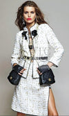 CHANEL 19S White Gold Bow Zip up Jacket Skirt Suit 36 シャネル ホワイト ゴールド ジップアップ リボン ツイード ジャケット スカート スーツ 即発