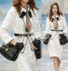 CHANEL 19S White Gold Bow Zip up Jacket Skirt Suit 36 シャネル ホワイト ゴールド ジップアップ リボン ツイード ジャケット スカート スーツ 即発