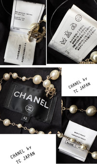 CHANEL 16PF Black Cashmere Gold Logo Button Double Coat 42 44 シャネル ブラック カシミア ゴールド ロゴ ボタン ダブル ピーコート 即発