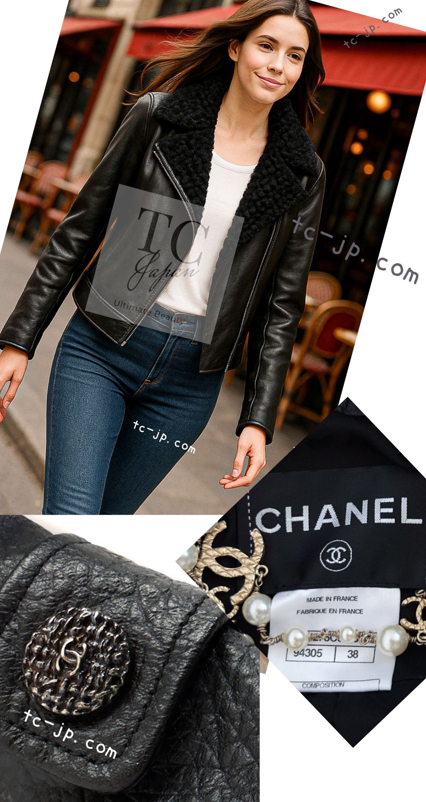 CHANEL 12A Black Motorcycle Lambskin Leather Jacket 38 40 シャネル ブラック モーターサイクル ラムスキン レザー ジャケット 即発
