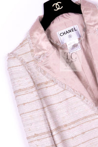 CHANEL 04S Ivory Beige Pink Cotton Tweed Coat 38 40 シャネル 生成り ベージュ ピンク コットン ツイード コート 即発