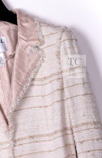 CHANEL 04S Ivory Beige Pink Cotton Tweed Coat 38 40 シャネル 生成り ベージュ ピンク コットン ツイード コート 即発