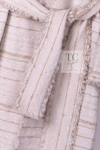 CHANEL 04S Ivory Beige Pink Cotton Tweed Coat 38 40 シャネル 生成り ベージュ ピンク コットン ツイード コート 即発