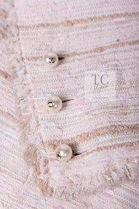 CHANEL 04S Ivory Beige Pink Cotton Tweed Coat 38 40 シャネル 生成り ベージュ ピンク コットン ツイード コート 即発