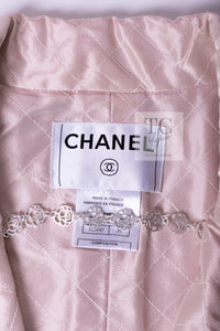 CHANEL 04S Ivory Beige Pink Cotton Tweed Coat 38 40 シャネル 生成り ベージュ ピンク コットン ツイード コート 即発