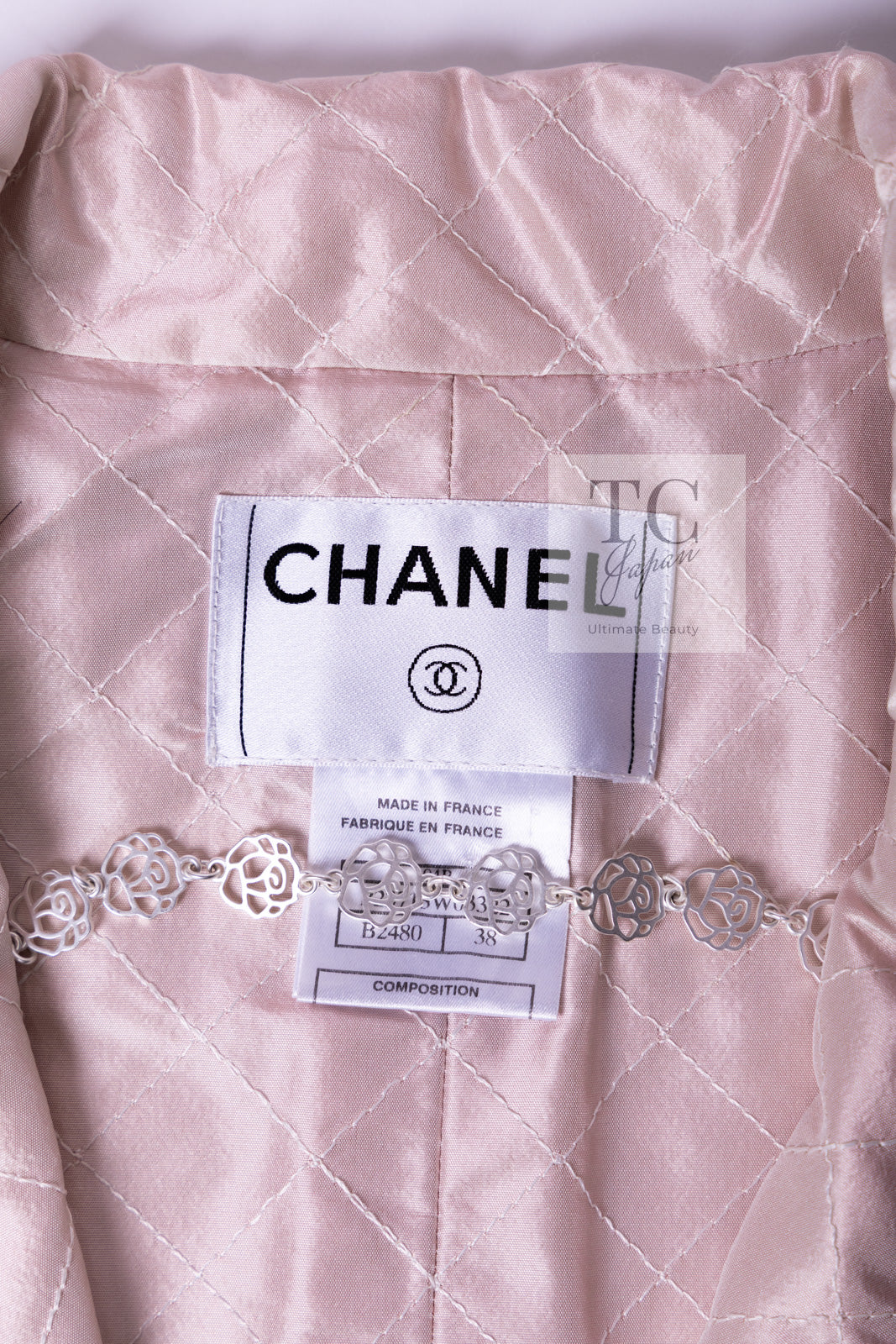 CHANEL 04S Ivory Beige Pink Cotton Tweed Coat 38 40 シャネル 生成り ベージュ ピンク コットン ツイード コート 即発