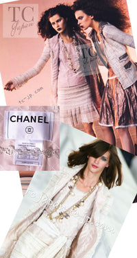 CHANEL 04S Ivory Beige Pink Cotton Tweed Coat 38 40 シャネル 生成り ベージュ ピンク コットン ツイード コート 即発