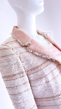CHANEL 04S Ivory Beige Pink Cotton Tweed Coat 38 40 シャネル 生成り ベージュ ピンク コットン ツイード コート 即発