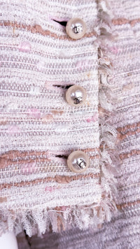 CHANEL 04S Ivory Beige Pink Cotton Tweed Coat 38 40 シャネル 生成り ベージュ ピンク コットン ツイード コート 即発