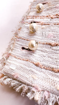 CHANEL 04S Ivory Beige Pink Cotton Tweed Coat 38 40 シャネル 生成り ベージュ ピンク コットン ツイード コート 即発