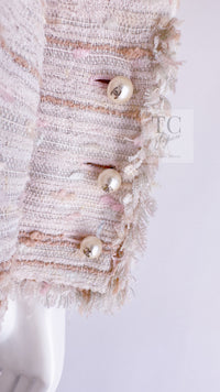 CHANEL 04S Ivory Beige Pink Cotton Tweed Coat 38 40 シャネル 生成り ベージュ ピンク コットン ツイード コート 即発