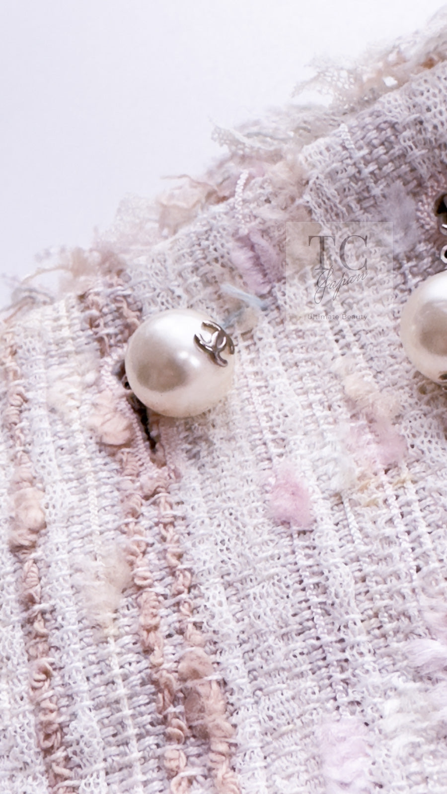 CHANEL 04S Ivory Beige Pink Cotton Tweed Coat 38 40 シャネル 生成り ベージュ ピンク コットン ツイード コート 即発