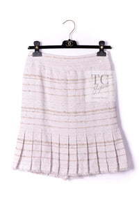 CHANEL 04S Ivory Beige Pink Cotton Tweed Coat 38 40 シャネル 生成り ベージュ ピンク コットン ツイード コート 即発