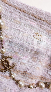 CHANEL 04S Ivory Beige Pink Cotton Tweed Coat 38 40 シャネル 生成り ベージュ ピンク コットン ツイード コート 即発