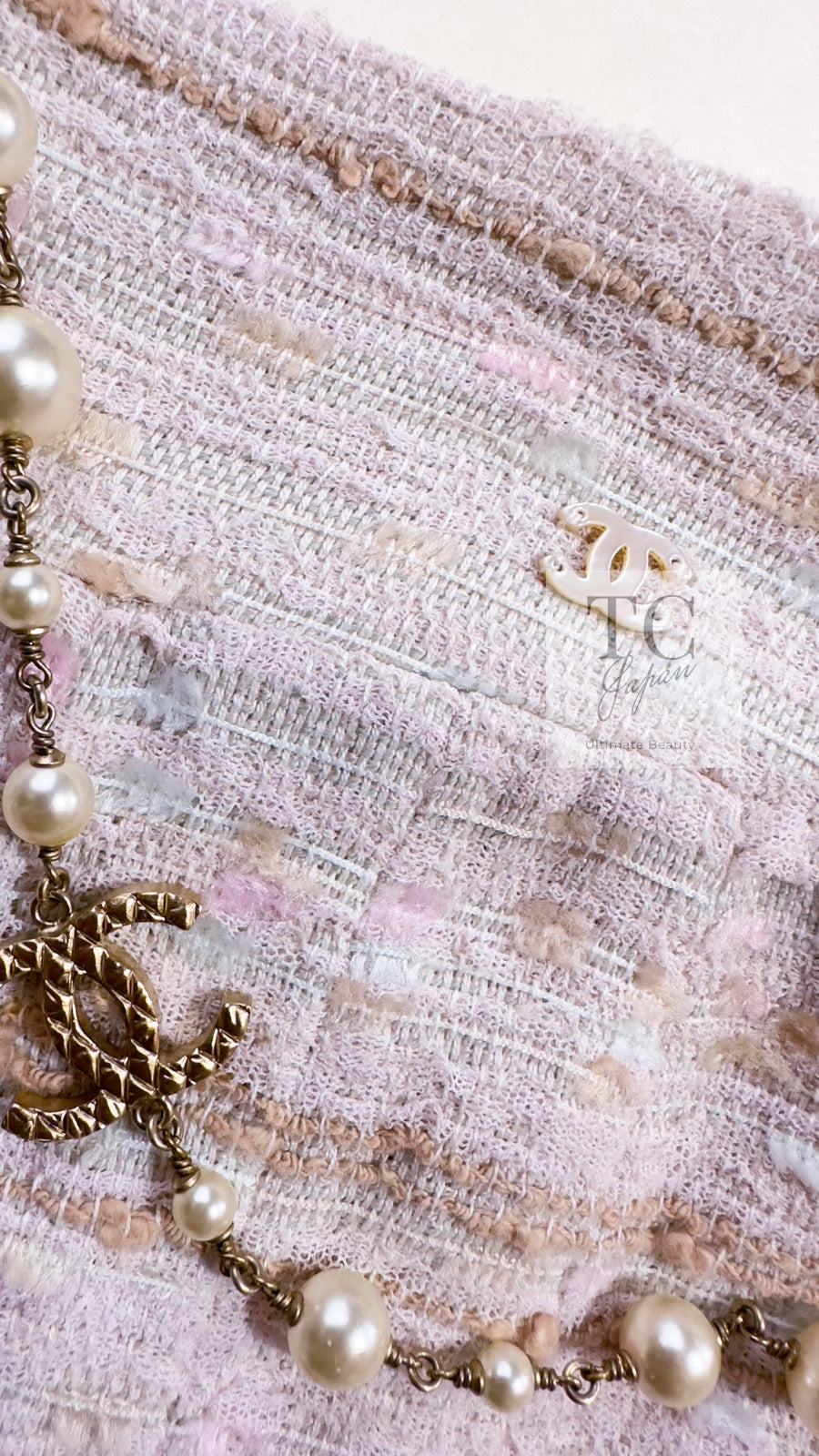 CHANEL 04S Ivory Beige Pink Cotton Tweed Coat 38 40 シャネル 生成り ベージュ ピンク コットン ツイード コート 即発