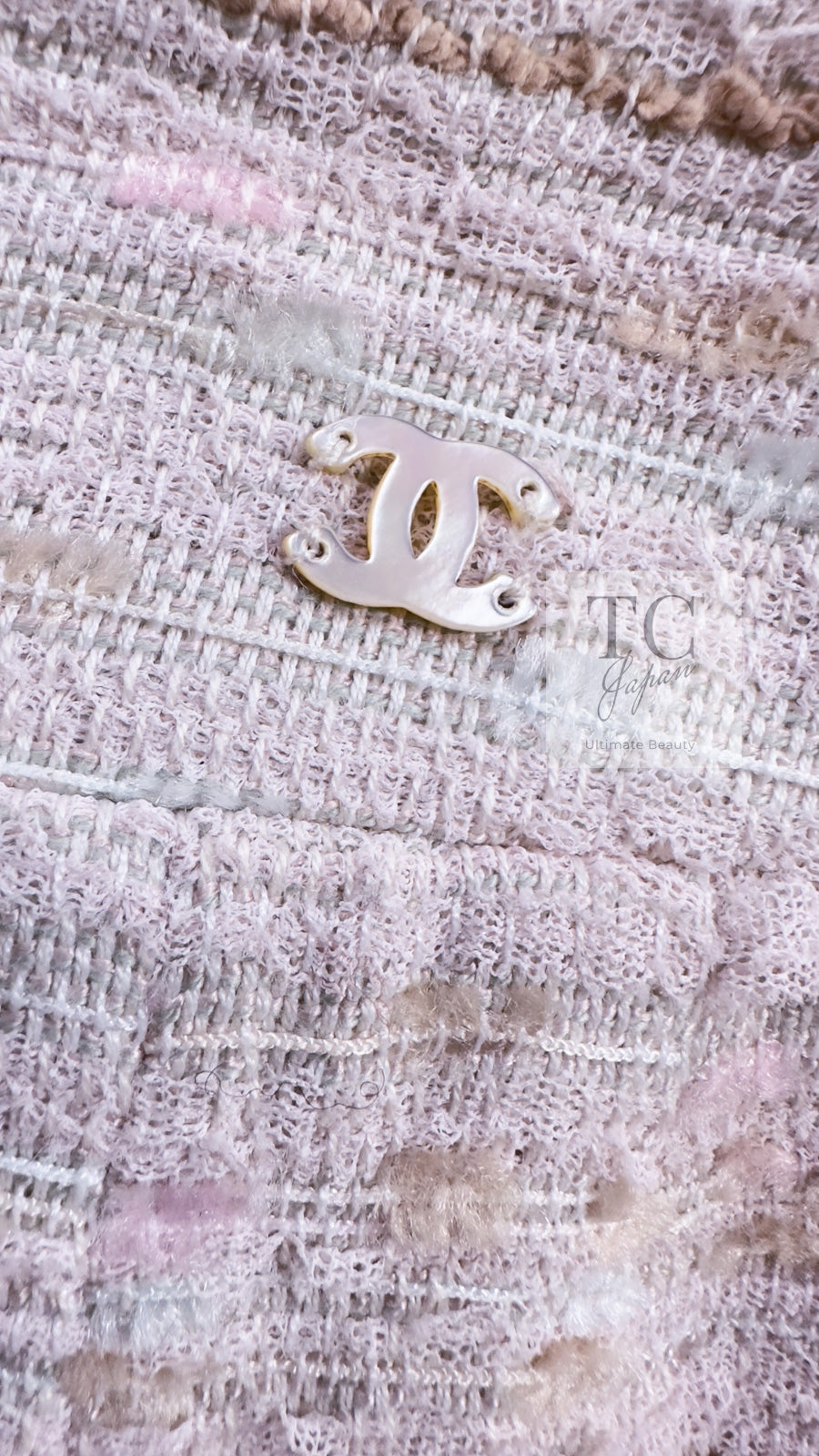 CHANEL 04S Ivory Beige Pink Cotton Tweed Coat 38 40 シャネル 生成り ベージュ ピンク コットン ツイード コート 即発