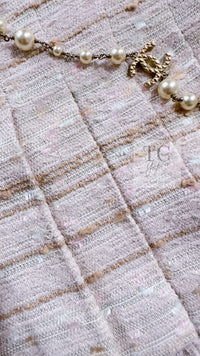 CHANEL 04S Ivory Beige Pink Cotton Tweed Coat 38 40 シャネル 生成り ベージュ ピンク コットン ツイード コート 即発