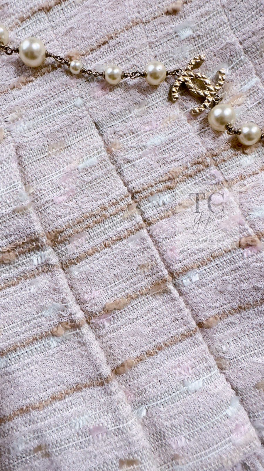 CHANEL 04S Ivory Beige Pink Cotton Tweed Coat 38 40 シャネル 生成り ベージュ ピンク コットン ツイード コート 即発