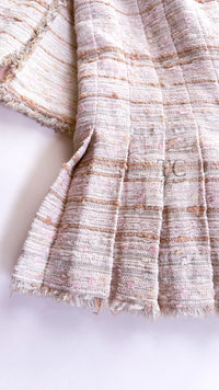 CHANEL 04S Ivory Beige Pink Cotton Tweed Coat 38 40 シャネル 生成り ベージュ ピンク コットン ツイード コート 即発