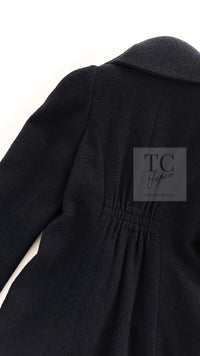 CHANEL 08A Black Wool Big Lion Button Jacket Coat 36 38 シャネル ブラック ウール 大きい ライオン ボタン ジャケット コート 即発