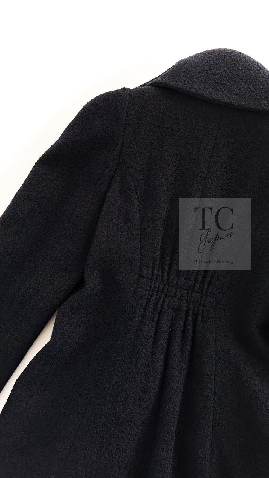 CHANEL 08A Black Wool Big Lion Button Jacket Coat 36 38 シャネル ブラック ウール 大きい ライオン ボタン ジャケット コート 即発