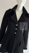 CHANEL 08A Black Wool Big Lion Button Jacket Coat 36 38 シャネル ブラック ウール 大きい ライオン ボタン ジャケット コート 即発