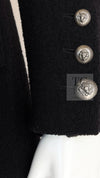 CHANEL 08A Black Wool Big Lion Button Jacket Coat 36 38 シャネル ブラック ウール 大きい ライオン ボタン ジャケット コート 即発