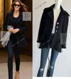 CHANEL 08A Black Wool Big Lion Button Jacket Coat 36 38 シャネル ブラック ウール 大きい ライオン ボタン ジャケット コート 即発
