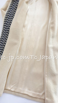 CHANEL 04A Ivory Black Wool 100% Tweed Coat 38 シャネル アイボリー ブラック ウール100% ツイード コート 即発