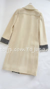 CHANEL 04A Ivory Black Wool 100% Tweed Coat 38 シャネル アイボリー ブラック ウール100% ツイード コート 即発