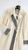 CHANEL 04A Ivory Black Wool 100% Tweed Coat 38 シャネル アイボリー ブラック ウール100% ツイード コート 即発