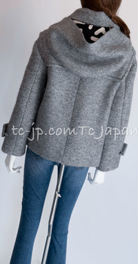 CHANEL 21B Gray Silver Wool Alpaca Blouson Duffel Coat 36 38 42 44 46 シャネル グレー シルバー ウール アルパカ ブルゾン ダッフル コート 即発