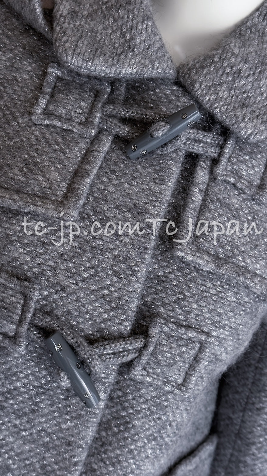 CHANEL 21B Gray Silver Wool Alpaca Blouson Duffel Coat 36 38 42 44 46 シャネル グレー シルバー ウール アルパカ ブルゾン ダッフル コート 即発 - TC JAPAN