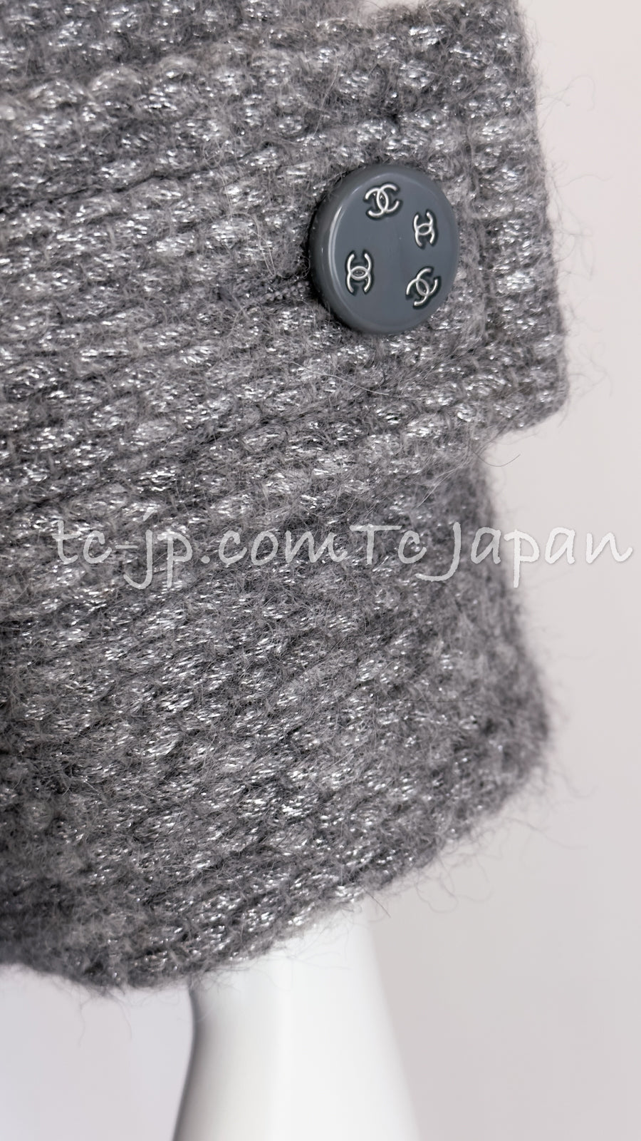 CHANEL 21B Gray Silver Wool Alpaca Blouson Duffel Coat 36 38 42 44 46 シャネル グレー シルバー ウール アルパカ ブルゾン ダッフル コート 即発 - TC JAPAN