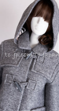 CHANEL 21B Gray Silver Wool Alpaca Blouson Duffel Coat 36 38 42 44 46 シャネル グレー シルバー ウール アルパカ ブルゾン ダッフル コート 即発