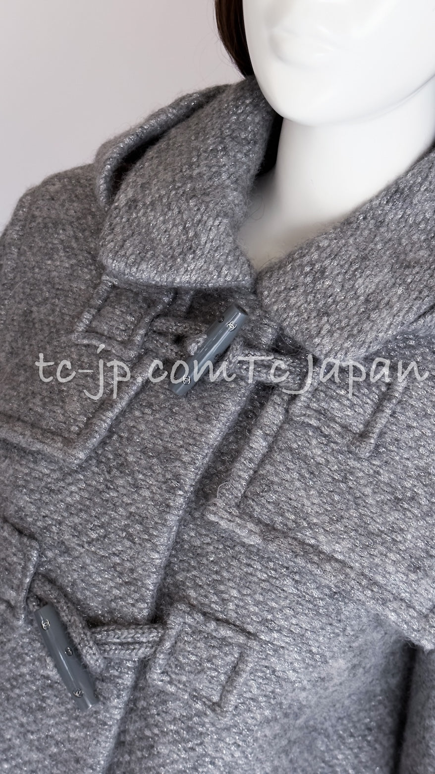 CHANEL 21B Gray Silver Wool Alpaca Blouson Duffel Coat 36 38 42 44 46 シャネル グレー シルバー ウール アルパカ ブルゾン ダッフル コート 即発 - TC JAPAN