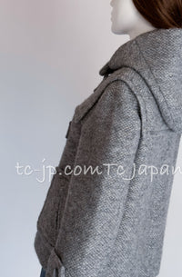 CHANEL 21B Gray Silver Wool Alpaca Blouson Duffel Coat 36 38 42 44 46 シャネル グレー シルバー ウール アルパカ ブルゾン ダッフル コート 即発 - TC JAPAN
