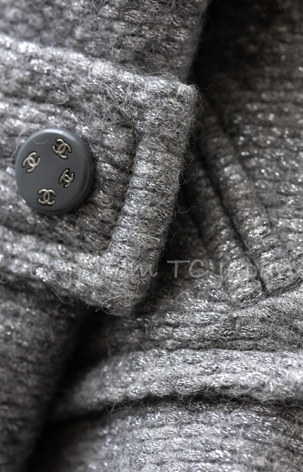 CHANEL 21B Gray Silver Wool Alpaca Blouson Duffel Coat 36 38 42 44 46 シャネル グレー シルバー ウール アルパカ ブルゾン ダッフル コート 即発 - TC JAPAN