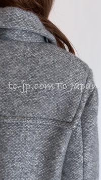 CHANEL 21B Gray Silver Wool Alpaca Blouson Duffel Coat 36 38 42 44 46 シャネル グレー シルバー ウール アルパカ ブルゾン ダッフル コート 即発 - TC JAPAN