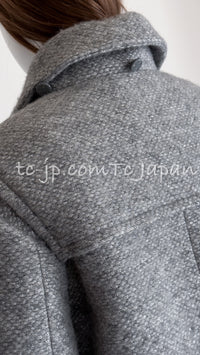 CHANEL 21B Gray Silver Wool Alpaca Blouson Duffel Coat 36 38 42 44 46 シャネル グレー シルバー ウール アルパカ ブルゾン ダッフル コート 即発 - TC JAPAN